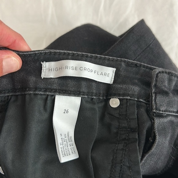 Leith Black High-Rise Crop Flare Raw Hem Jeans 26 - Picture 8 of 9